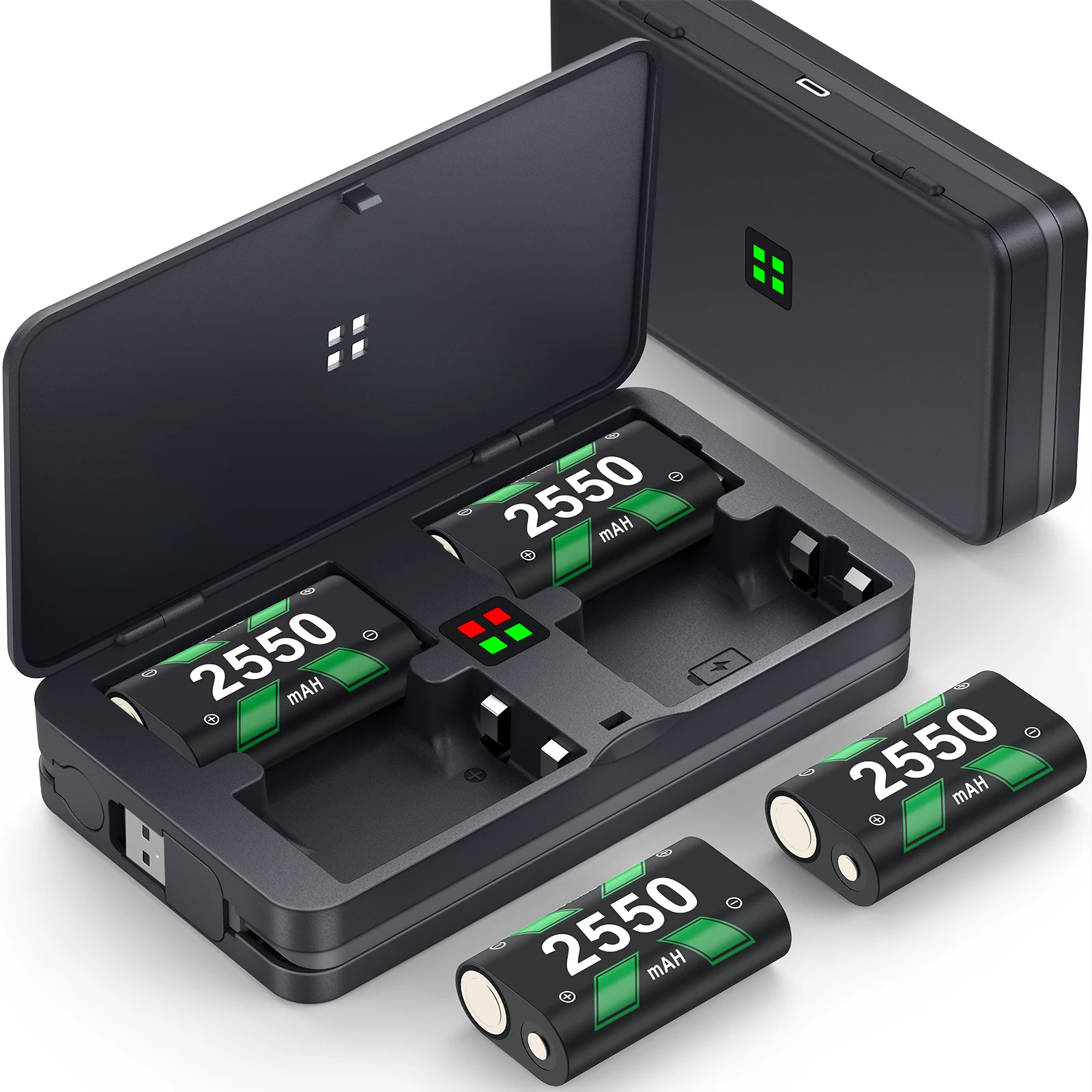 4x2550mAh Rechargeable Battery Pack for Xbox/Xbox Series S/X/Xbox One S/X/Elite Controller USB/Type-C Battery Charger With Cover
4x2550mAh Rechargeable Battery Pack for Xbox/Xbox Series S/X/Xbox One S/X/Elite Controller USB/Type-C Battery Charger With Cover