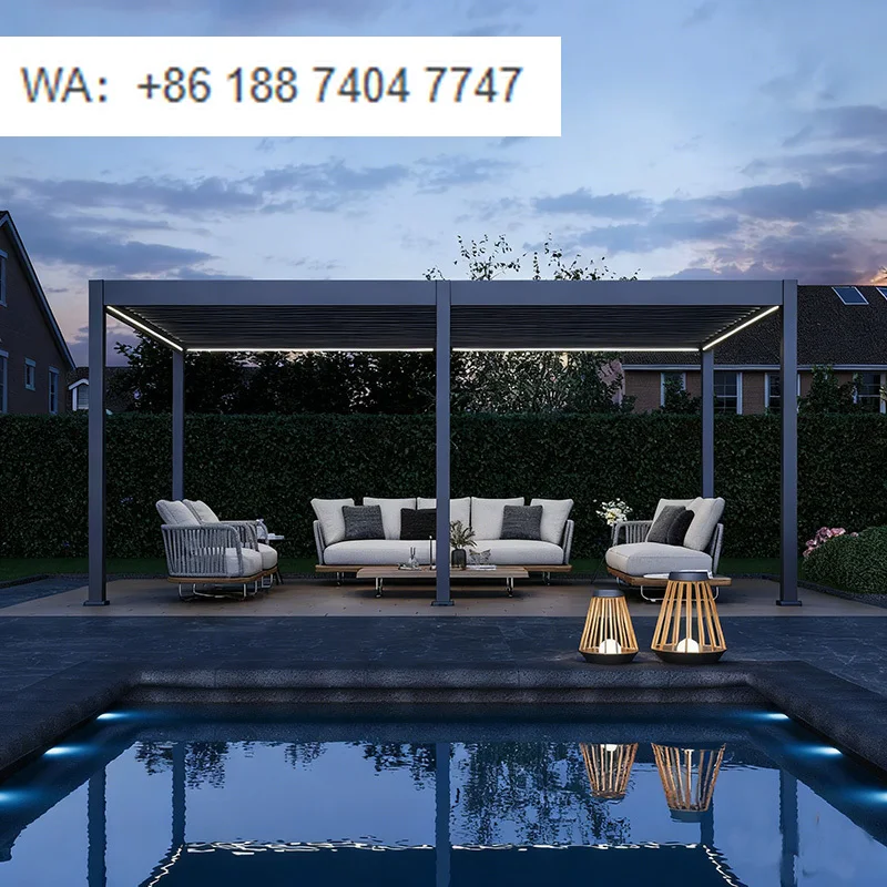 Waterproof Motorized Aluminum Bioclimatic Pergola with Powder Coated Frame-Modern Design for Balcony & Outdoor Use
Waterproof Motorized Aluminum Bioclimatic Pergola with Powder Coated Frame-Modern Design for Balcony & Outdoor Use