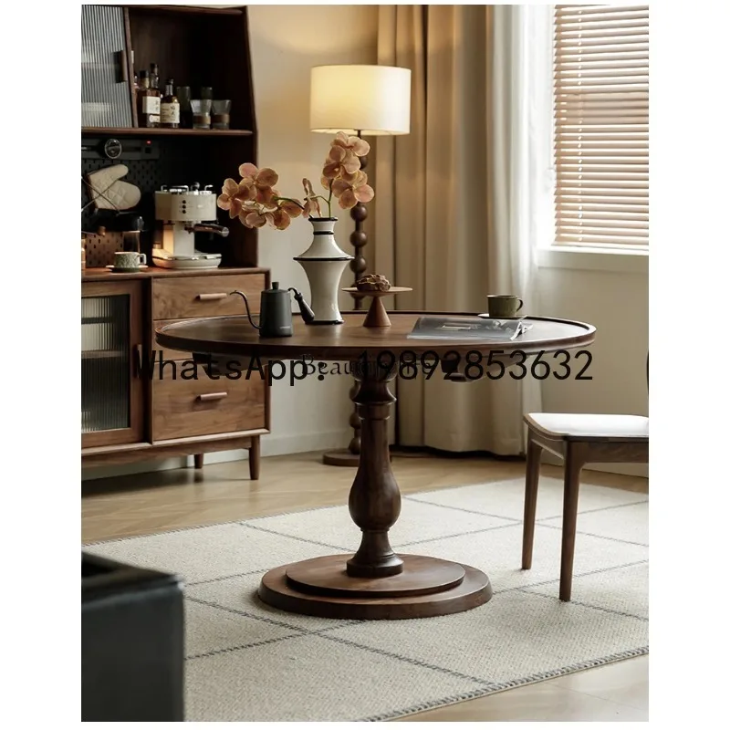 black walnut solid wood small round table French retro round dining table coffee table
black walnut solid wood small round table French retro round dining table coffee table