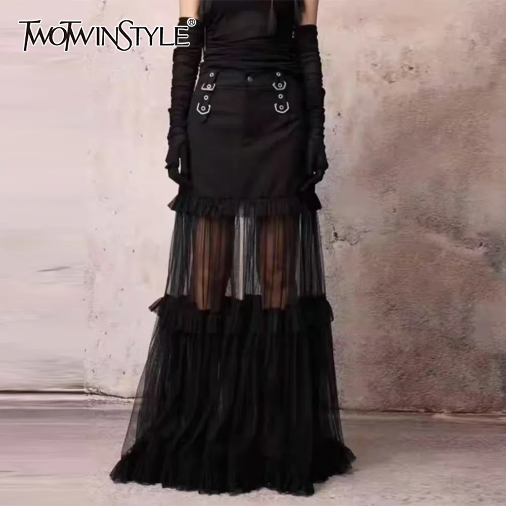 TWOTWINSTYLE Solid Loose Spliced Mesh Sexy Skirts for Women High Waist Patchwork Zipper Fashion Skirt Female Club Clothing New
TWOTWINSTYLE Solid Loose Spliced Mesh Sexy Skirts for Women High Waist Patchwork Zipper Fashion Skirt Female Club Clothing New