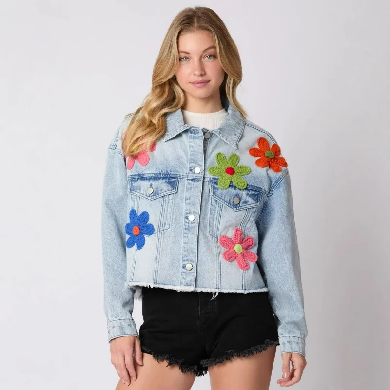 Denim Jacket Women European and American Spring and Autumn New Fashionable Multi Color 3D Decorative Cowboy, Long Sleeve Top
Denim Jacket Women European and American Spring and Autumn New Fashionable Multi Color 3D Decorative Cowboy, Long Sleeve Top