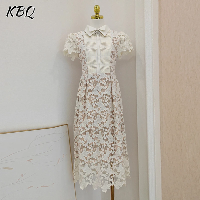 KBQ Кружевные элегантные однотонные платья для женщин с лацканами и короткими рукавами, высокой талией, темпераментное длинное платье, женский модный стиль
KBQ Кружевные элегантные однотонные платья для женщин с лацканами и короткими рукавами, высокой талией, темпераментное длинное платье, женский модный стиль