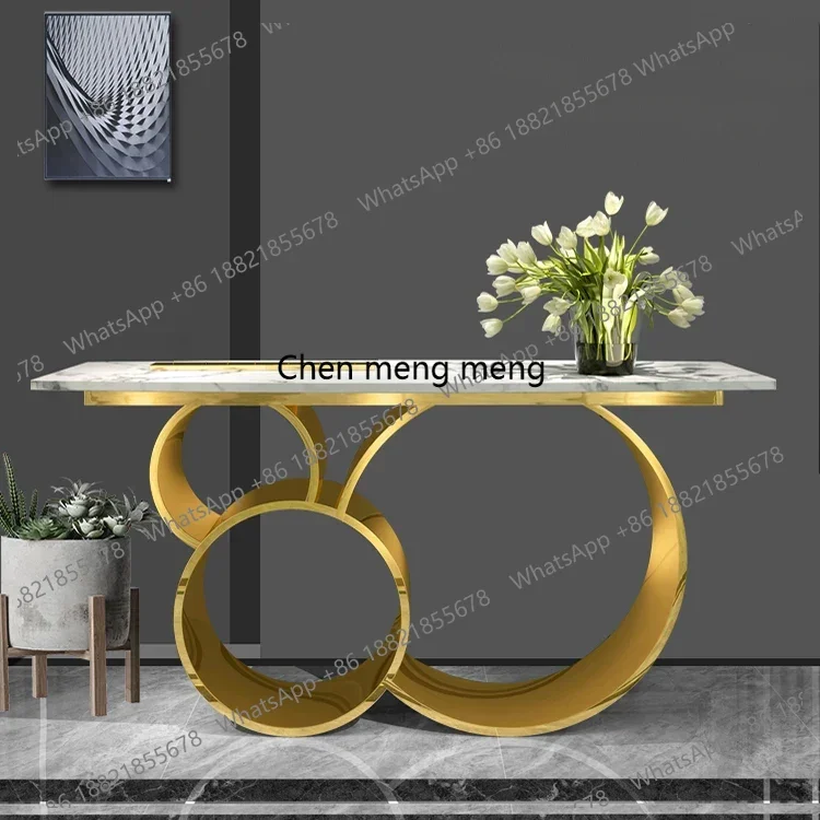 Modern gold stainless steel frame with marble top console table hallway table luxury for living room
Modern gold stainless steel frame with marble top console table hallway table luxury for living room