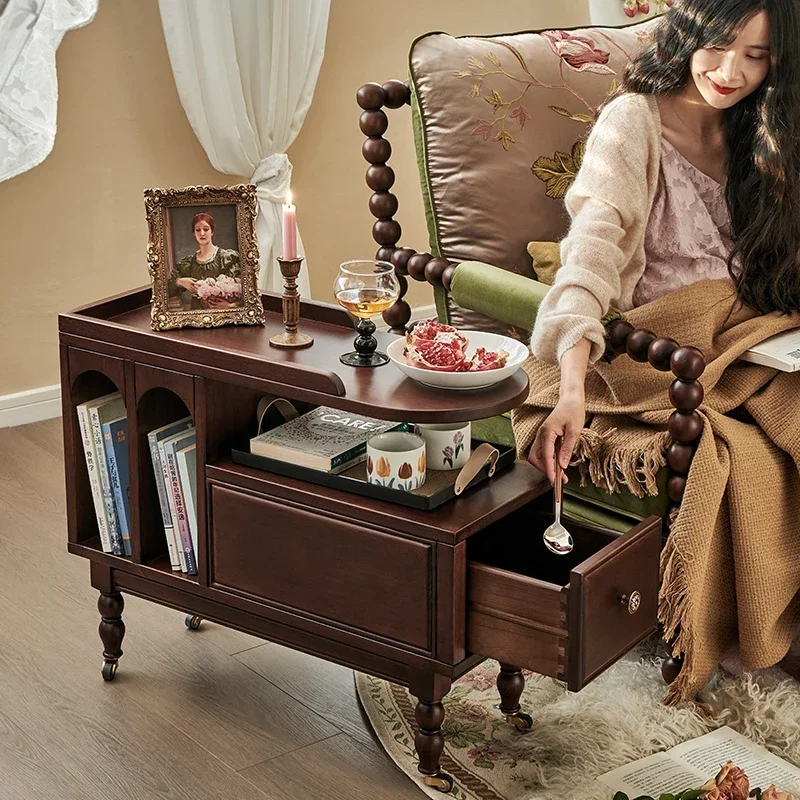 Movable side table with wheels, small coffee table, tea table, sofa, side cabinet, retro style corner table, all solid wood side
Movable side table with wheels, small coffee table, tea table, sofa, side cabinet, retro style corner table, all solid wood side