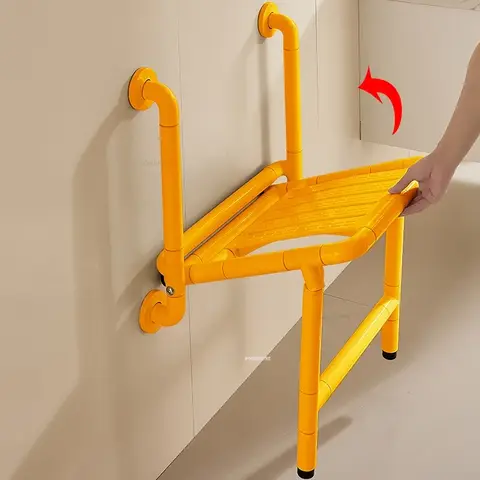 Folding Wall-mounted Bathroom Seats Safety Non-slip Shower Chair Bathroom Barrier-free Stainless Steel Armrest Bath ChairN