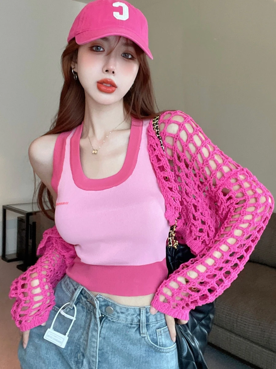 Spicy Girl Early Autumn New Two-Piece Set Fashion Sweet And Spicy Knitted Cardigan Top Small Strap Vest Women's Wear
Spicy Girl Early Autumn New Two-Piece Set Fashion Sweet And Spicy Knitted Cardigan Top Small Strap Vest Women's Wear