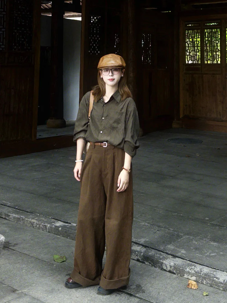Retro Casual High Waist Wide Leg Loose Feel Shirt Women's Set Autumn New Style Parkyeon Fashion Ensemble Collar Loose Fit
Retro Casual High Waist Wide Leg Loose Feel Shirt Women's Set Autumn New Style Parkyeon Fashion Ensemble Collar Loose Fit