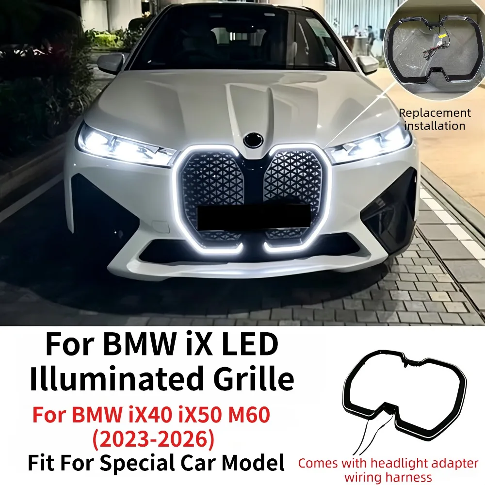 Illuminated Grille LED Light Front Kidney Bumper Racing Grills Accessories for BMW iX iX40 iX50 M60 Grill Illuminated 2022-2025
Illuminated Grille LED Light Front Kidney Bumper Racing Grills Accessories for BMW iX iX40 iX50 M60 Grill Illuminated 2022-2025