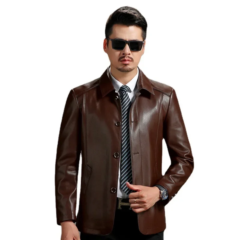 Men's New Genuine Leather Jacket with a Lapel and Short Leather Jacket Plush and Thick Coat for Middle-aged and Elderly People
Men's New Genuine Leather Jacket with a Lapel and Short Leather Jacket Plush and Thick Coat for Middle-aged and Elderly People