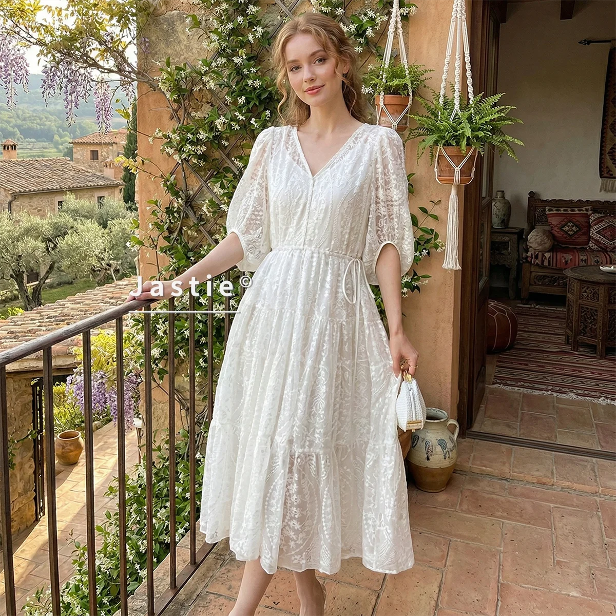 Jastie White Lace Dresses Women 2026 Summer And Autumn New Puff Sleeve Embroidery V-neck Long Dress Casual Beach Boho Vestidos
Jastie White Lace Dresses Women 2026 Summer And Autumn New Puff Sleeve Embroidery V-neck Long Dress Casual Beach Boho Vestidos