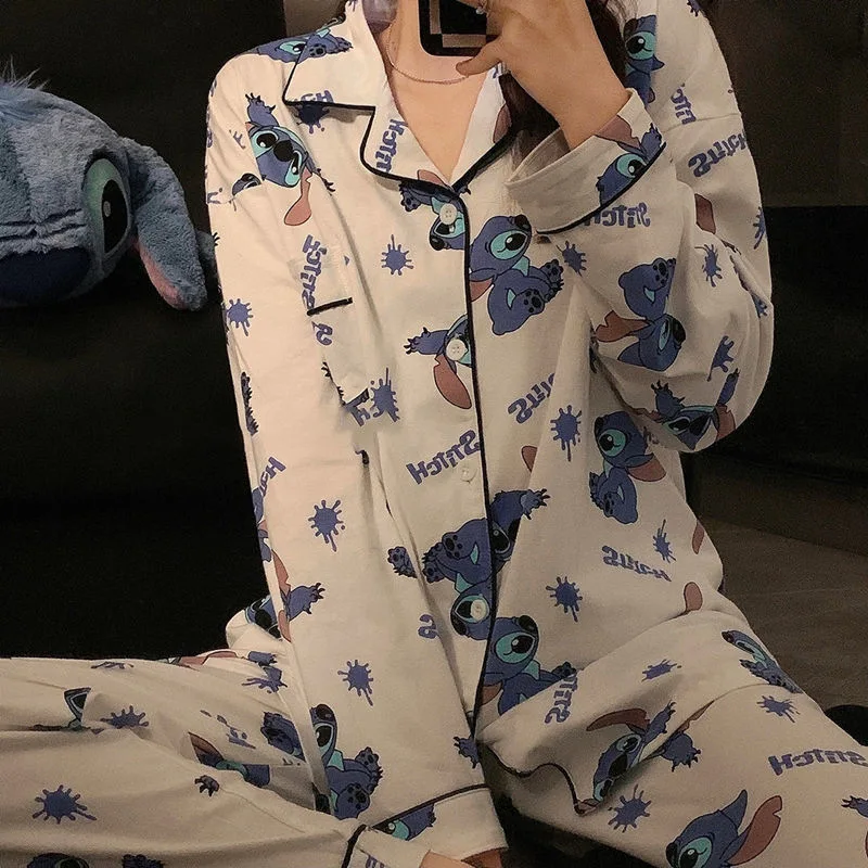 Kawaii Disney Stitch Women's Pajamas Anime Autumn Winter Clothes Ladies Home Wear Suit Pajamas Print Sleep Tops Leisure Wear
Kawaii Disney Stitch Women's Pajamas Anime Autumn Winter Clothes Ladies Home Wear Suit Pajamas Print Sleep Tops Leisure Wear