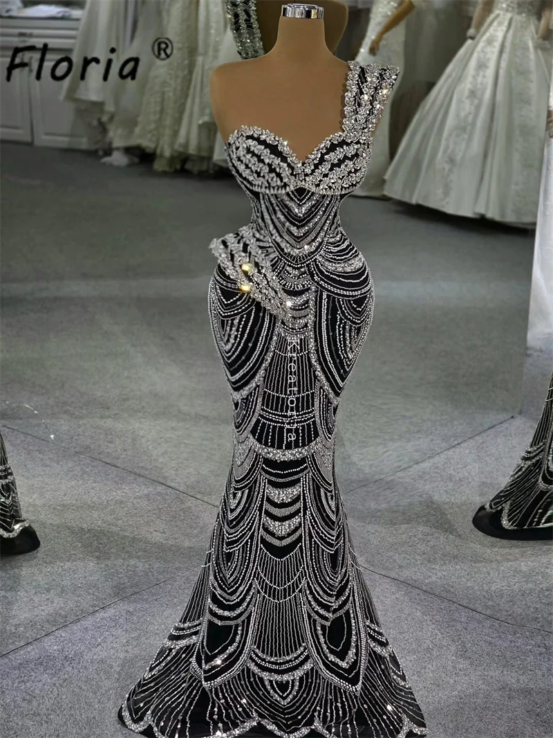 Arabic Black Mermaid Prom Dress Silver Beads Crystal Sparkly Special Party Birthday Dresses Elegantes Customized Formal Gowns
Arabic Black Mermaid Prom Dress Silver Beads Crystal Sparkly Special Party Birthday Dresses Elegantes Customized Formal Gowns