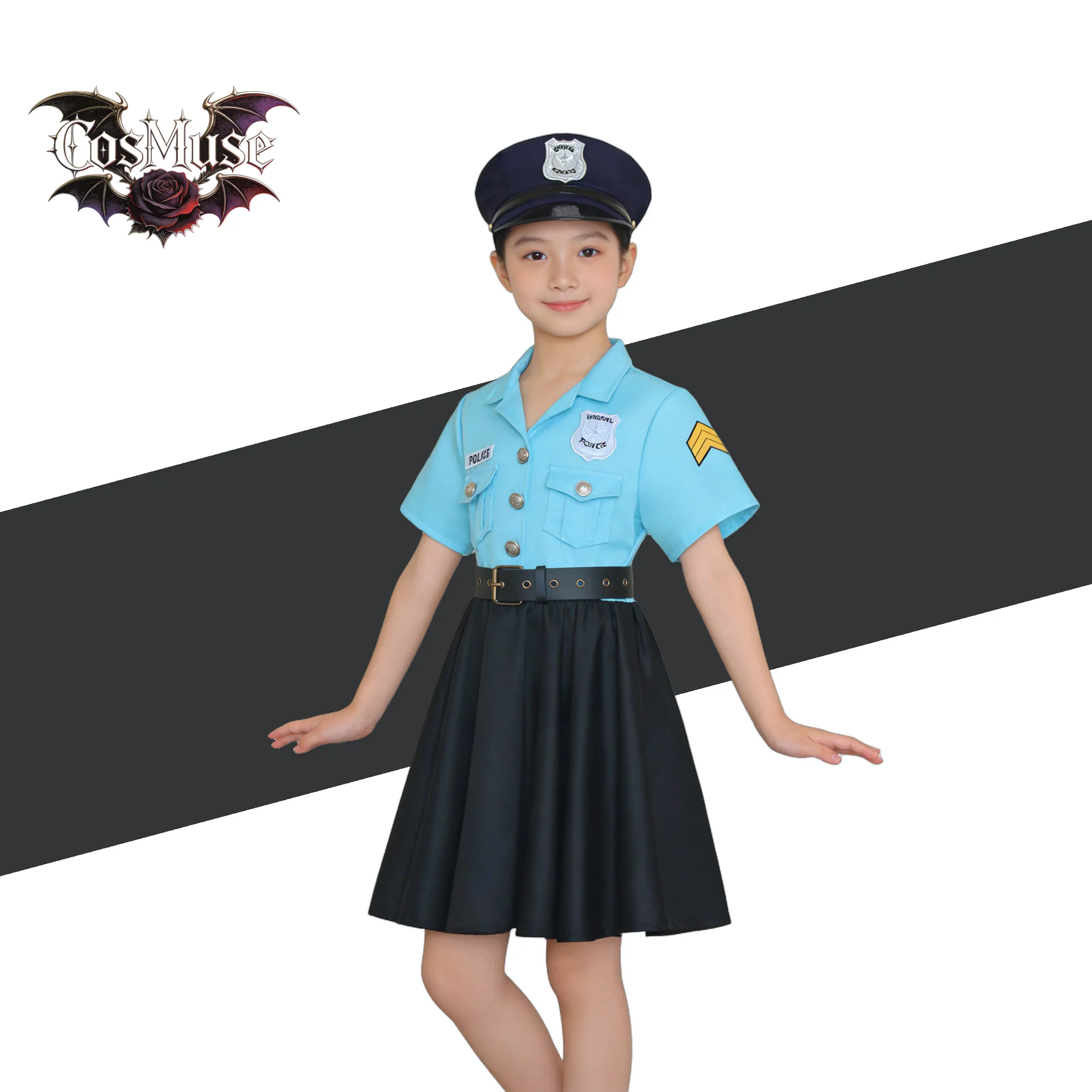 Girl Deluxe Police Dress Justice Heroes Officer Uniform Dressup Costume Blue Halloween Party Performance Outfits
Girl Deluxe Police Dress Justice Heroes Officer Uniform Dressup Costume Blue Halloween Party Performance Outfits
