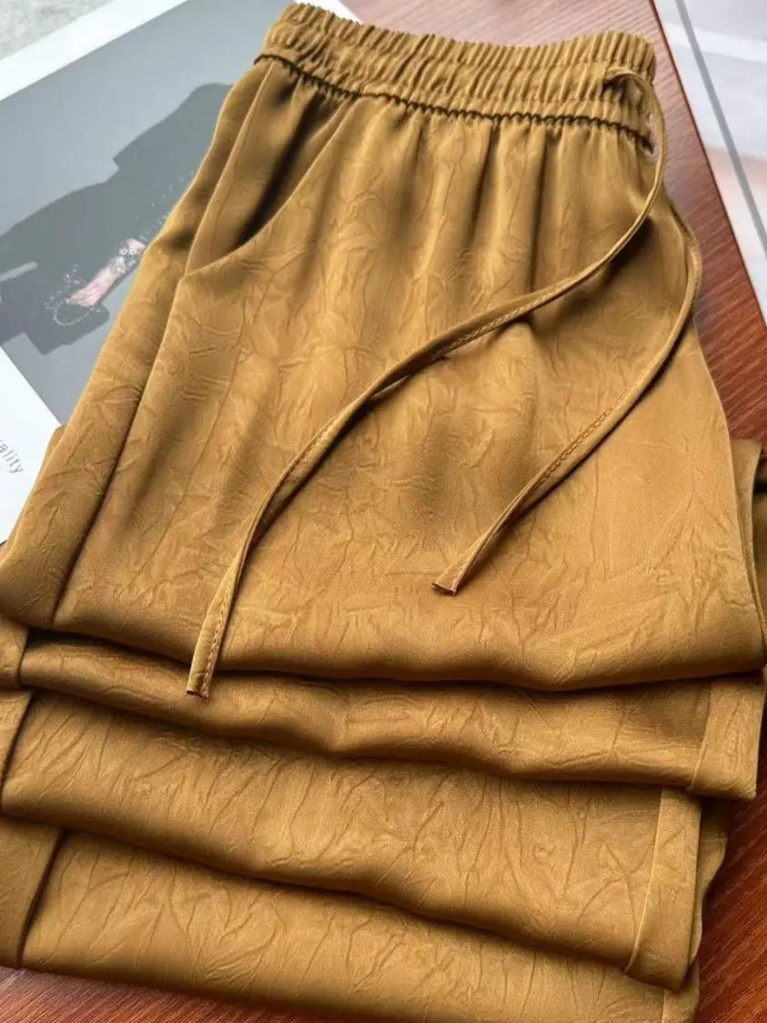 High Waist Wide Leg Pants Women's Summer Satin Casual Thin New Style Loose Straight Cut Trousers Korean Style Long Pants
High Waist Wide Leg Pants Women's Summer Satin Casual Thin New Style Loose Straight Cut Trousers Korean Style Long Pants