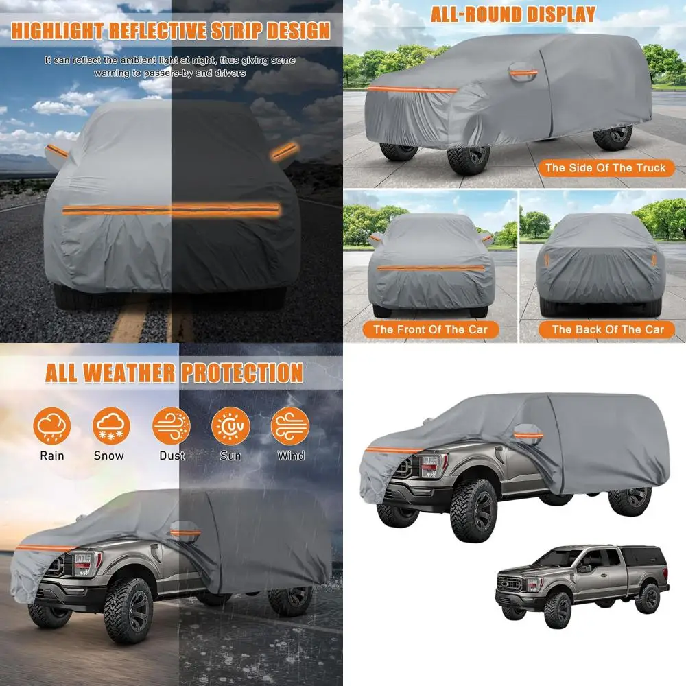 Universal Heavy-Duty Waterproof Truck Cover with Camper Shell Topper for Crew Cab Trucks, Suitable for 5.5/5.7/5.8 ft Beds, Prot
Universal Heavy-Duty Waterproof Truck Cover with Camper Shell Topper for Crew Cab Trucks, Suitable for 5.5/5.7/5.8 ft Beds, Prot