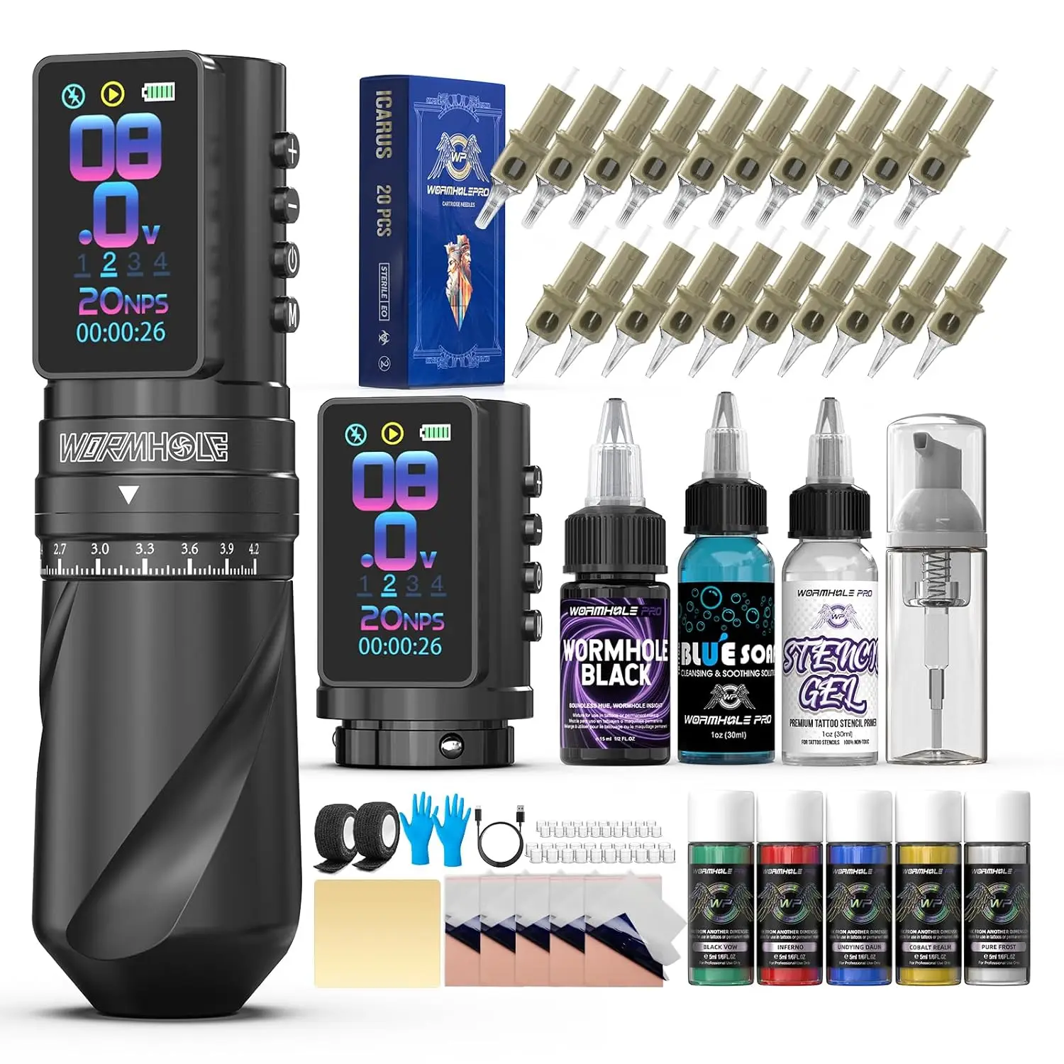 2 PCS 2300mAh Batteries Tattoo Gun Kit Wireless Tattoo Machine Kit – 7 Adjustable Stroke, Smart Display with Timing, 3 Modes for Lining Shading & PMU
2 PCS 2300mAh Batteries Tattoo Gun Kit Wireless Tattoo Machine Kit – 7 Adjustable Stroke, Smart Display with Timing, 3 Modes for Lining Shading & PMU
