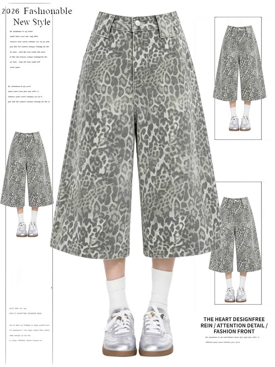 American Retro Fashion Leopard Print Denim Seven-Foot Pants Summer New High Waist Loose Slim Wide Leg Short Pants
American Retro Fashion Leopard Print Denim Seven-Foot Pants Summer New High Waist Loose Slim Wide Leg Short Pants