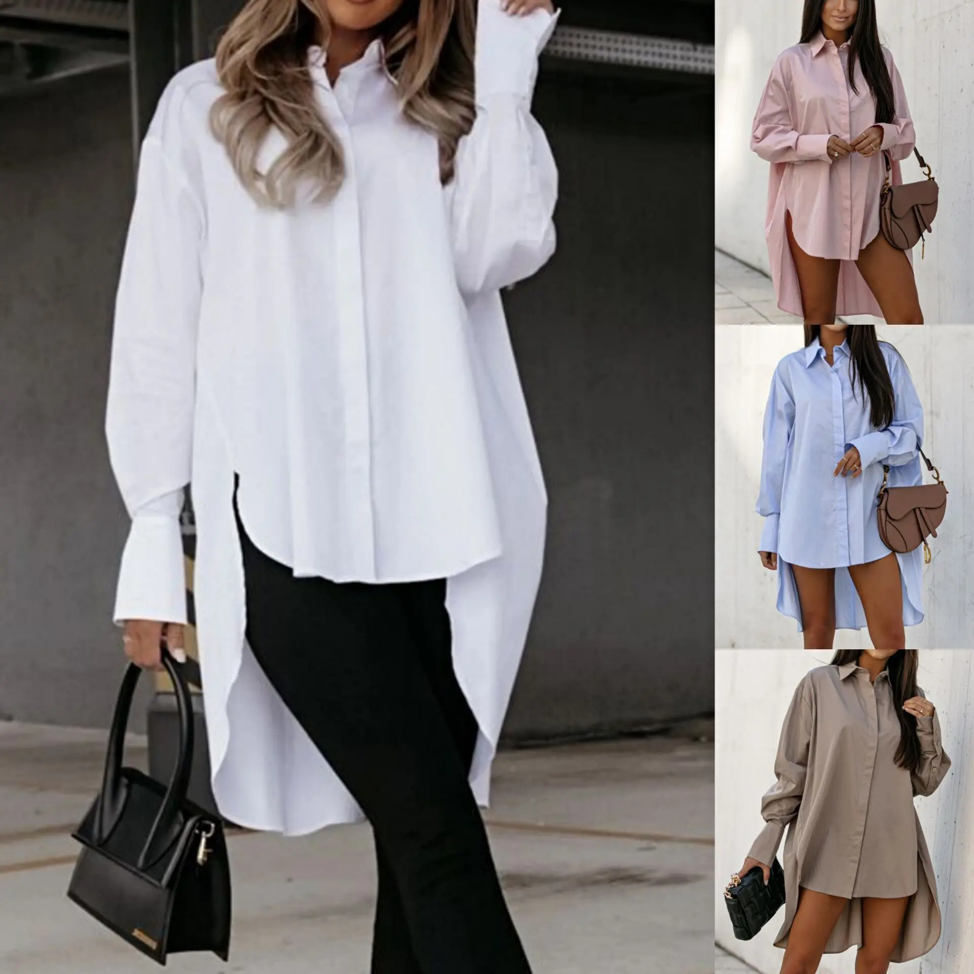 Women Blouses Single Breasted Solid Shirt Turn Down Collar Cardigan Loose Spliced Shirts Pockets High Street Autumn 2025
Women Blouses Single Breasted Solid Shirt Turn Down Collar Cardigan Loose Spliced Shirts Pockets High Street Autumn 2025