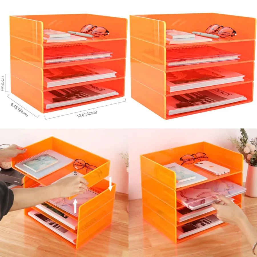 Acrylic File Organizer for Desk 4 Tiered Stackable Letter Tray Office Paper Storage Desktop Document Sorter
Acrylic File Organizer for Desk 4 Tiered Stackable Letter Tray Office Paper Storage Desktop Document Sorter