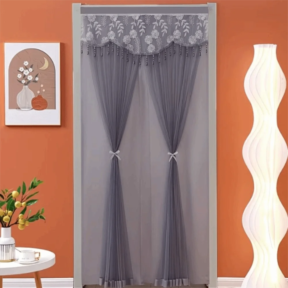 Bead Pendant Lace Embroidered Door Curtain Double Layer with Strap Bedroom Partition Sheer Curtain Self-adhesive Punching Free
Bead Pendant Lace Embroidered Door Curtain Double Layer with Strap Bedroom Partition Sheer Curtain Self-adhesive Punching Free