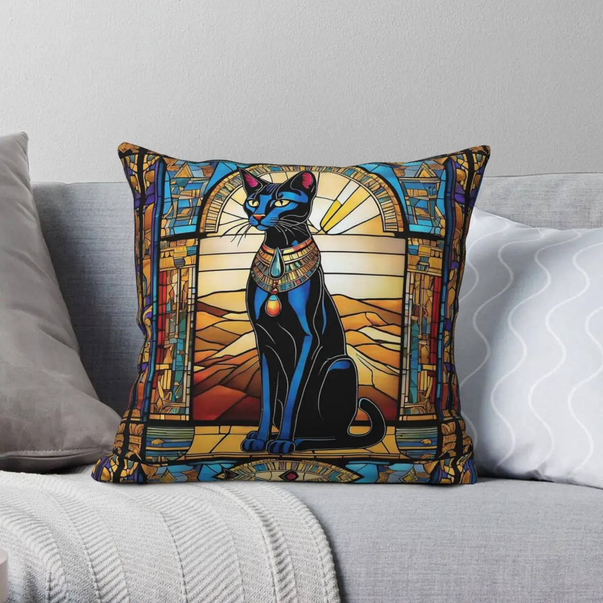 Egyptian Cat Stained Glass Square Pillowcase Polyester Linen Velvet Printed Zip Decor Home Cushion Case
Egyptian Cat Stained Glass Square Pillowcase Polyester Linen Velvet Printed Zip Decor Home Cushion Case