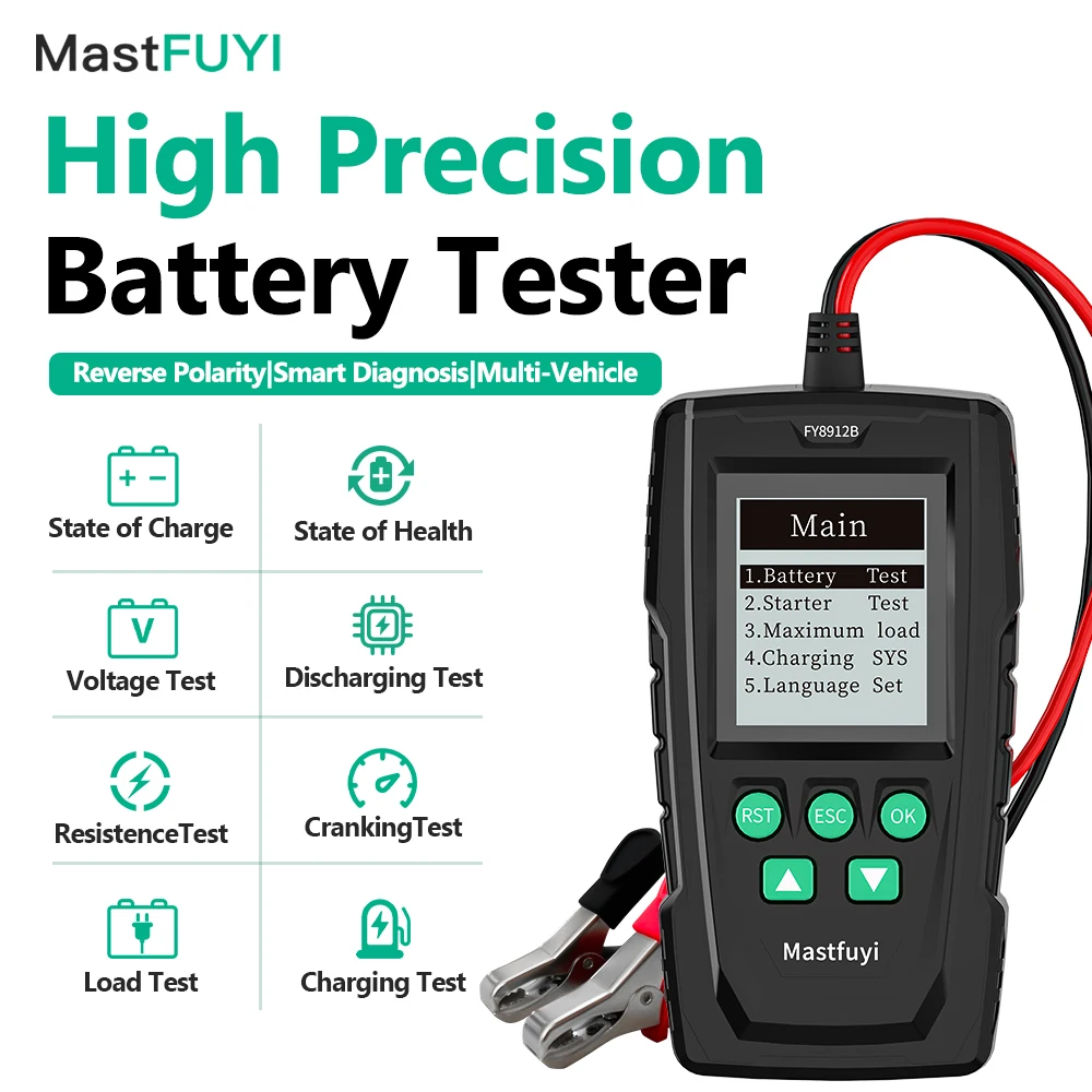 MASTFUYI Digital 12V/24V, 100-1700 CCA Car Battery Tester for AGM/EFB/GEL Lead-Acid Batteries, Diagnostic Tool for Cars/Trucks
MASTFUYI Digital 12V/24V, 100-1700 CCA Car Battery Tester for AGM/EFB/GEL Lead-Acid Batteries, Diagnostic Tool for Cars/Trucks