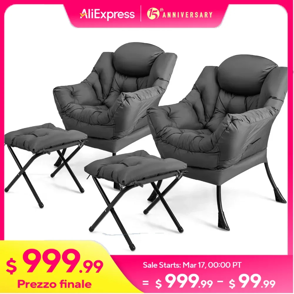 Living Room Chairs Set of 2 with Ottoman, Armrests & Side Pocket, Modern Accent Chair & Folding Footrest, Living Room Chairs
Living Room Chairs Set of 2 with Ottoman, Armrests & Side Pocket, Modern Accent Chair & Folding Footrest, Living Room Chairs