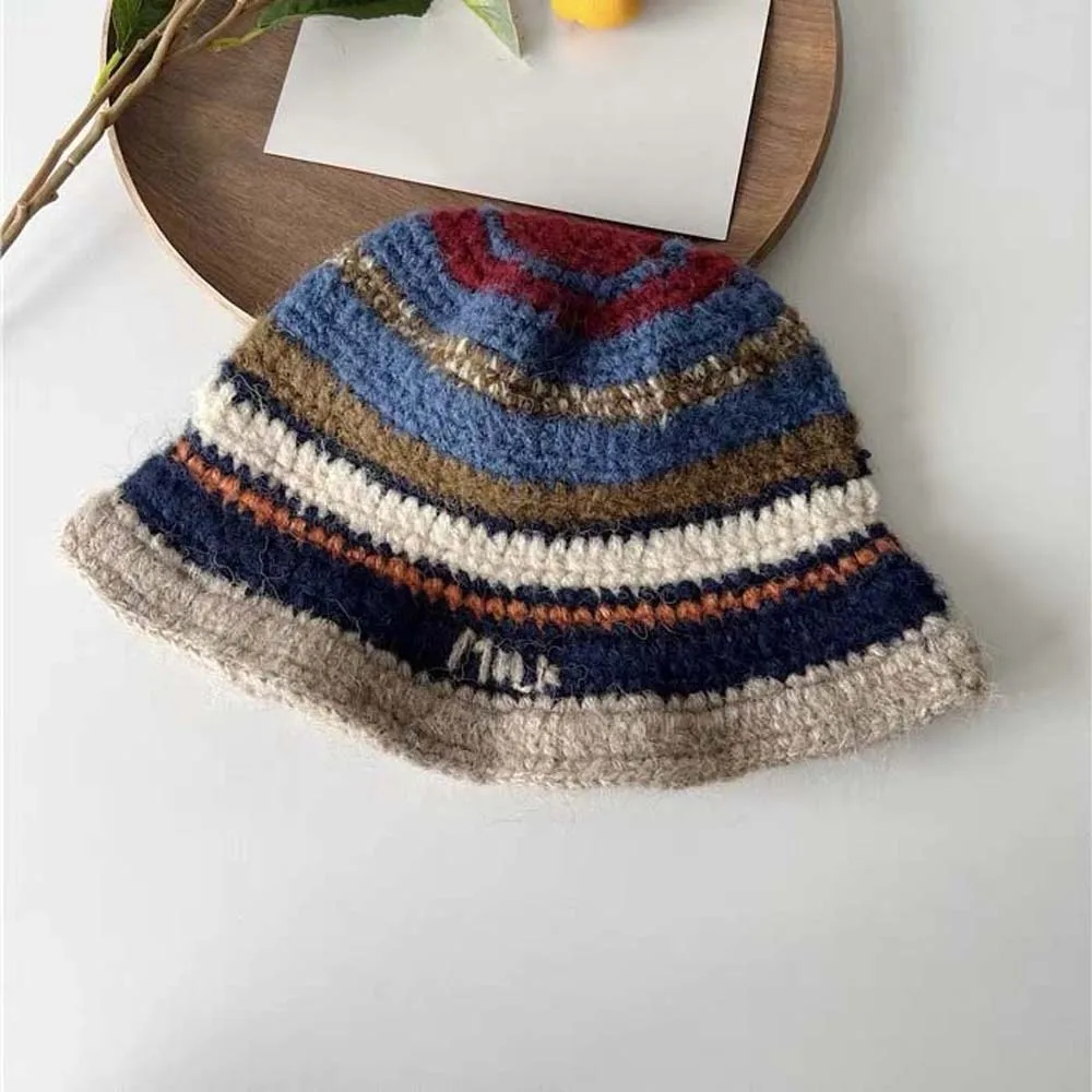 Fashion Warm Knitted Bucket Hat Anti-cold Temperament Striped Fisherman Hat Korean Style Acrylic Fibers Woven Basin Cap Outdoor
Fashion Warm Knitted Bucket Hat Anti-cold Temperament Striped Fisherman Hat Korean Style Acrylic Fibers Woven Basin Cap Outdoor