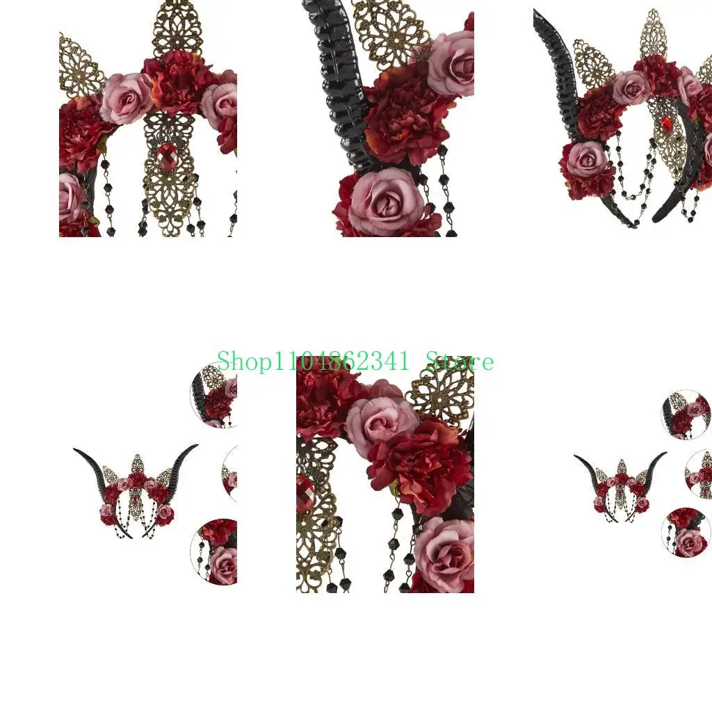 5asd Sheep Horn Halloween Headwear Rose Flower Decorations Gothic Devil Headband
5asd Sheep Horn Halloween Headwear Rose Flower Decorations Gothic Devil Headband
