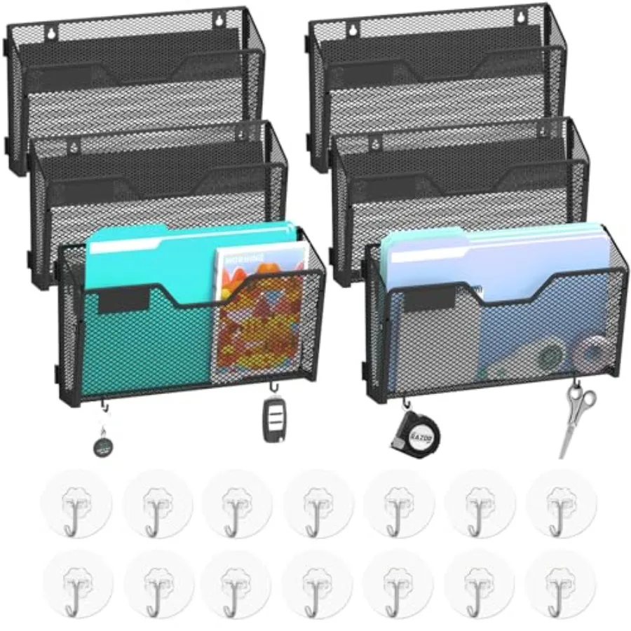 Wall File Organizer, Magnetic Mesh Wall File Holder with Hooks and Label Panel, Wall Mounted Mail Organizer for Office, Home, C
Wall File Organizer, Magnetic Mesh Wall File Holder with Hooks and Label Panel, Wall Mounted Mail Organizer for Office, Home, C