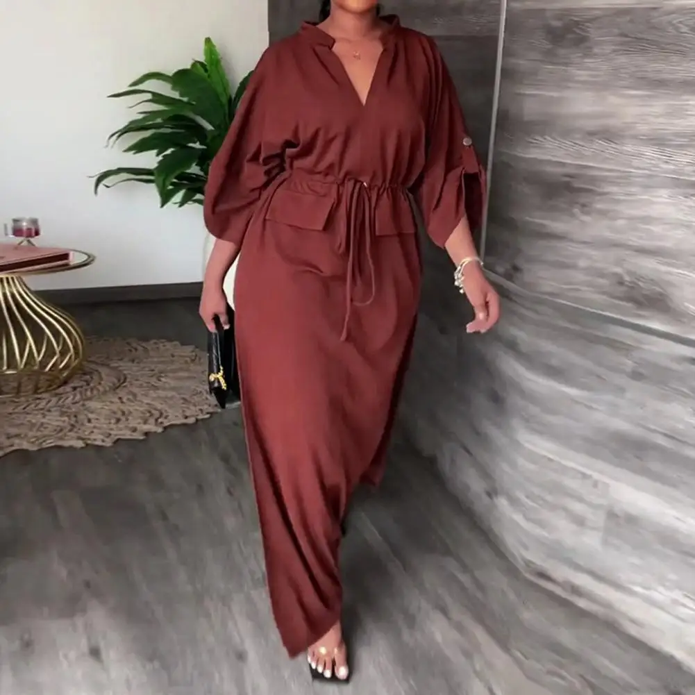 Fall Dress Elegant V Neck Maxi Dress with Drawstring Waist Side Split for Wear Commuting Dating Summer Fall Lightweight Fabric
Fall Dress Elegant V Neck Maxi Dress with Drawstring Waist Side Split for Wear Commuting Dating Summer Fall Lightweight Fabric