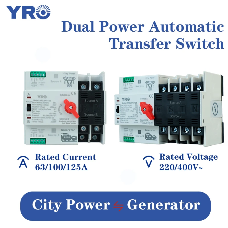 Din Rail 2P Mini ATS Dual Power Automatic Transfer Switch Electrical Selector Switches Uninterrupted Power 100A
Din Rail 2P Mini ATS Dual Power Automatic Transfer Switch Electrical Selector Switches Uninterrupted Power 100A