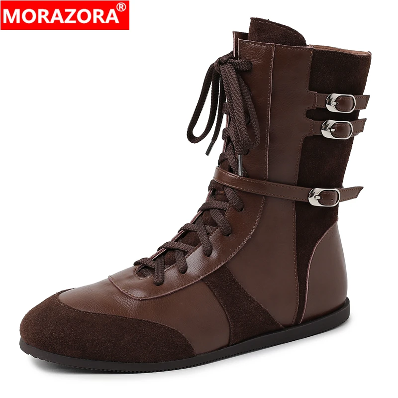 MORAZORA 2026 New Cow Suede Leather Ankle Boots Buckle Lace Up Flat Boots Black Brown Retro Short Boots Autumn Winter Shoes
MORAZORA 2026 New Cow Suede Leather Ankle Boots Buckle Lace Up Flat Boots Black Brown Retro Short Boots Autumn Winter Shoes