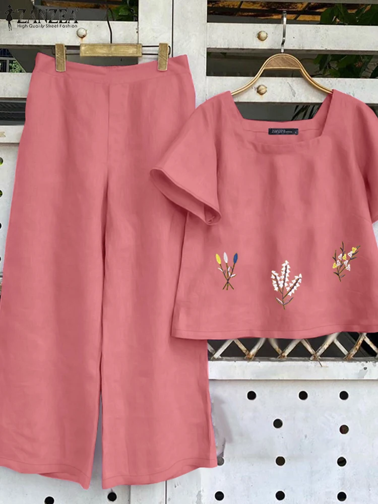 2025 ZANZEA Summer Women Elegant Matching Sets Square Neck Short Sleeve Blouse Pant Suit 2PCS Work OL Outfits Oversize Tracksuit
2025 ZANZEA Summer Women Elegant Matching Sets Square Neck Short Sleeve Blouse Pant Suit 2PCS Work OL Outfits Oversize Tracksuit