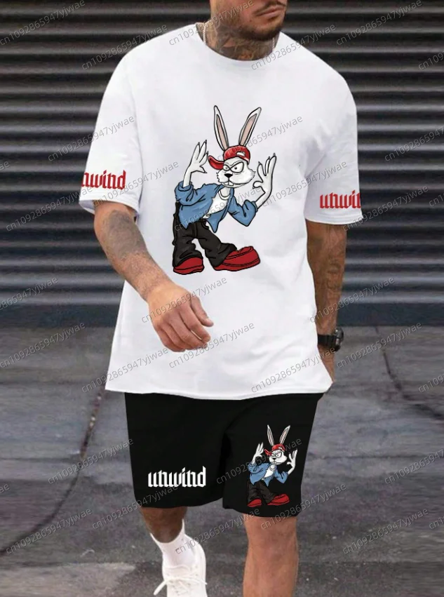 Men's Men's Summer Cartoon Rabbit Short Sleeve T-Shirt & Shorts Set Round Neck Gradient Short Sleeved Women's T-shirt Shorts Set
Men's Men's Summer Cartoon Rabbit Short Sleeve T-Shirt & Shorts Set Round Neck Gradient Short Sleeved Women's T-shirt Shorts Set