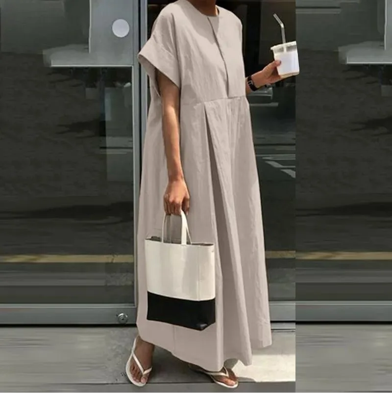 Cotton Linen Women Casual Long Dresses Summer Vintage O Neck Short Sleeves Women's Midi Dresses Loose Summer Dress Vestidos
Cotton Linen Women Casual Long Dresses Summer Vintage O Neck Short Sleeves Women's Midi Dresses Loose Summer Dress Vestidos