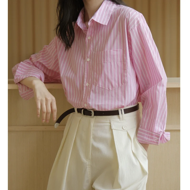 2023 Summer New Refreshing Striped Lapel Loose and Thin Breathable Casual Long Sleeve Top Women Shirt
2023 Summer New Refreshing Striped Lapel Loose and Thin Breathable Casual Long Sleeve Top Women Shirt