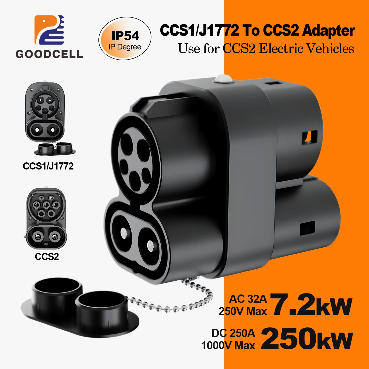 GOODCELL J1772/CCS1 to CCS2 EV AC/DC 32A/250A J1772/CCS1 To CCS2 Plug Charging Adaptor EV Charger AdapterCar Accessories
GOODCELL J1772/CCS1 to CCS2 EV AC/DC 32A/250A J1772/CCS1 To CCS2 Plug Charging Adaptor EV Charger AdapterCar Accessories