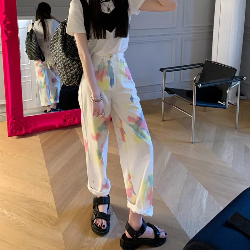 Women Fashion Plus Size Pants Graffiti Tie-dye Casual Jeans Ladies Casual Fashion High Waist Summer Loose Wide-leg Trousers
Women Fashion Plus Size Pants Graffiti Tie-dye Casual Jeans Ladies Casual Fashion High Waist Summer Loose Wide-leg Trousers