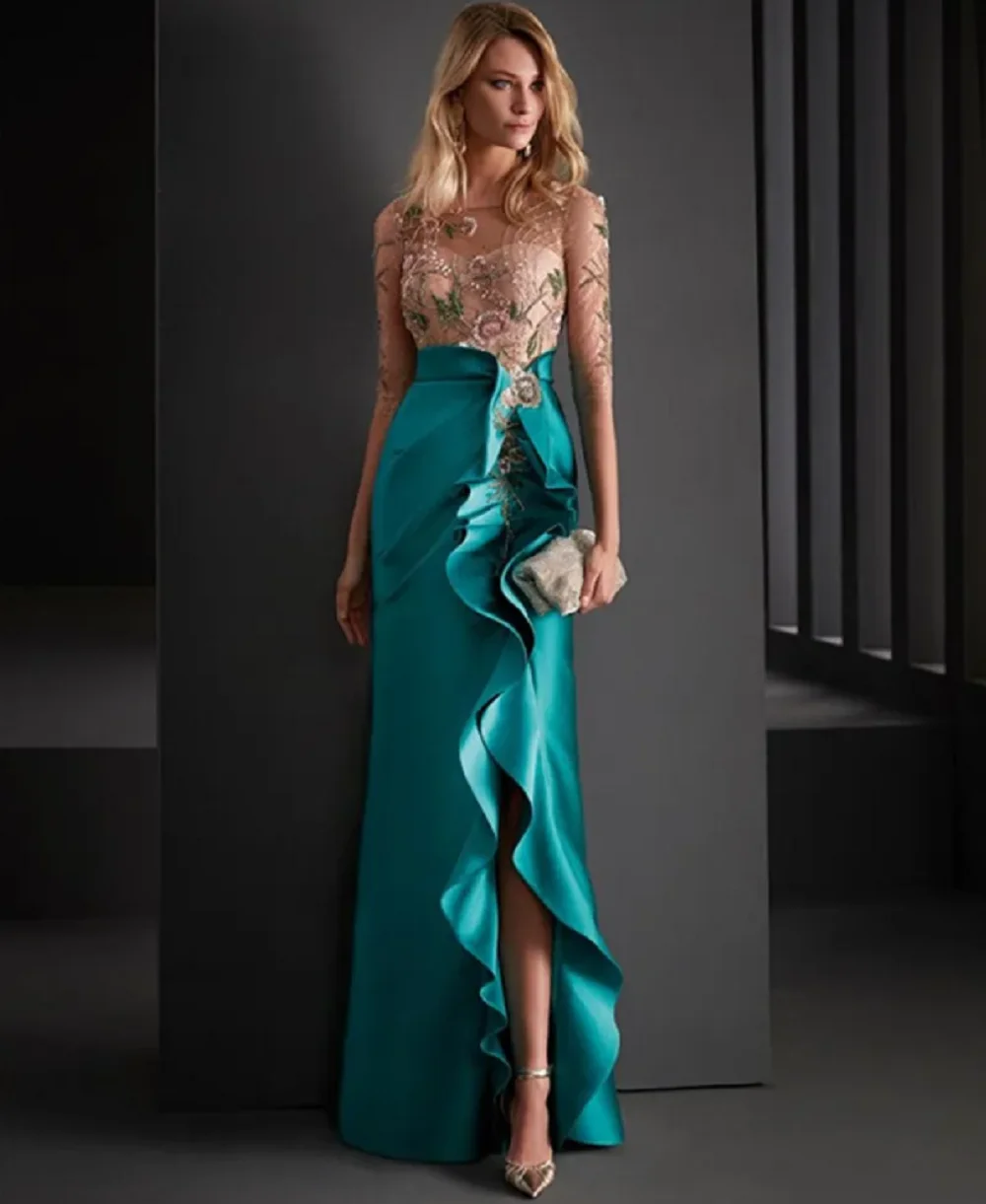 Beads Appliqued Lace Half Sleeves Mother Of The Bride Dresses Evening Dress Side Split Ruched Satin Cocktail Formal Moth
Beads Appliqued Lace Half Sleeves Mother Of The Bride Dresses Evening Dress Side Split Ruched Satin Cocktail Formal Moth