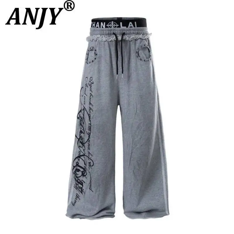 ANJY Spring Autumn New Women American Gothic Style Double Waistband Wide-Leg Casual Pants Heavy Rivet Letter Loose Design A23317
ANJY Spring Autumn New Women American Gothic Style Double Waistband Wide-Leg Casual Pants Heavy Rivet Letter Loose Design A23317