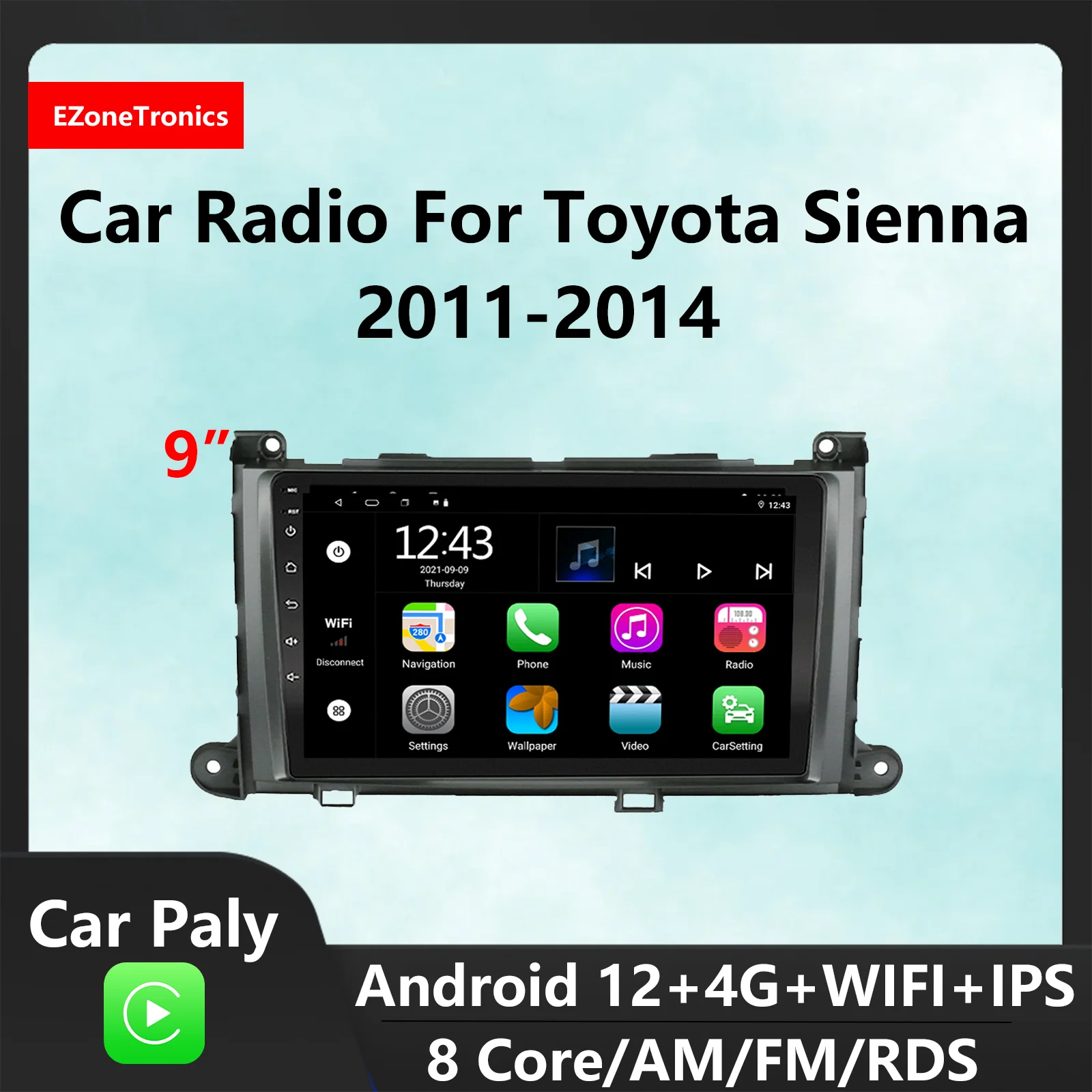 EzoneTronics CarPlay Android Auto CarRadio for Toyota Sienna 2015-2018 GPS Navigation Bluetooth Player Car Entertainment System
EzoneTronics CarPlay Android Auto CarRadio for Toyota Sienna 2015-2018 GPS Navigation Bluetooth Player Car Entertainment System