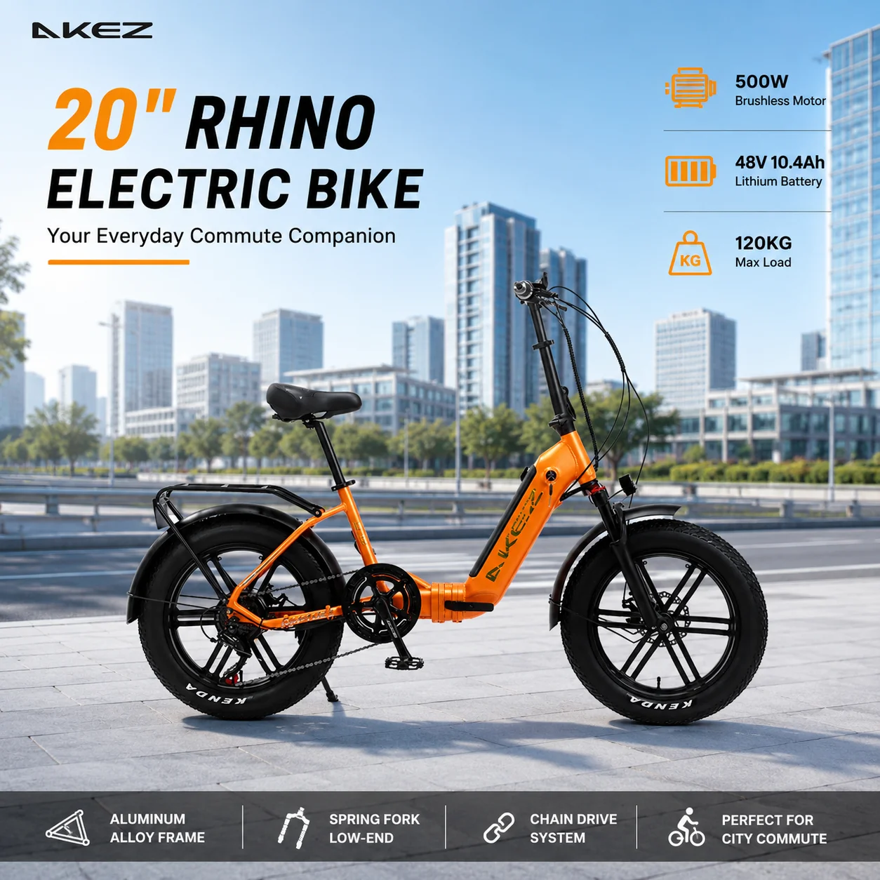 AKEZ E-Bike 20 Inch Folding Electric Bicycle 500W Motor 48V 10.4Ah Battery Eco-Friendly E-Bike for Urban Commuters Daily
AKEZ E-Bike 20 Inch Folding Electric Bicycle 500W Motor 48V 10.4Ah Battery Eco-Friendly E-Bike for Urban Commuters Daily