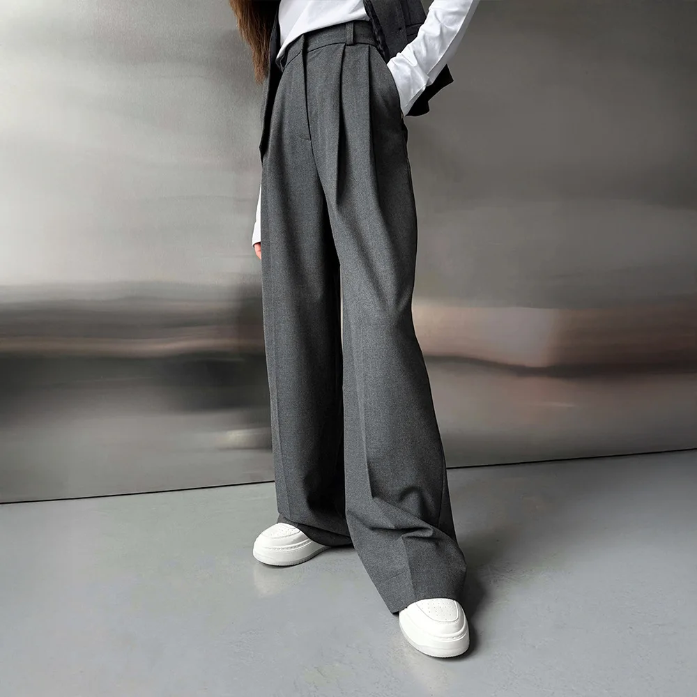 Fashion Loose Gray Office Women Pants Casual High Waist Wide Pants Elegant Classic Full Length Trousers Office Lady Clothing
Fashion Loose Gray Office Women Pants Casual High Waist Wide Pants Elegant Classic Full Length Trousers Office Lady Clothing