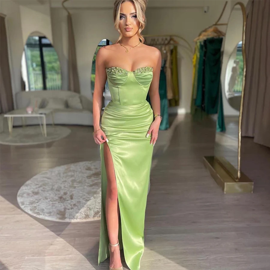 Customized Sweetheart Beads Sleeveless Front Split Evening Dress Made Dresses For Prom فساتين للحفلات الراقصة
Customized Sweetheart Beads Sleeveless Front Split Evening Dress Made Dresses For Prom فساتين للحفلات الراقصة