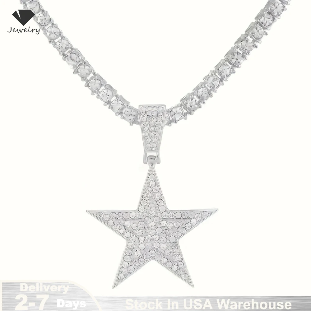 Iced Out Popular Full Rhinestone Star Shape Pendant Match 20inch Tennis Chain Fashion Jewelry Accessories For Men and Women USA
Iced Out Popular Full Rhinestone Star Shape Pendant Match 20inch Tennis Chain Fashion Jewelry Accessories For Men and Women USA