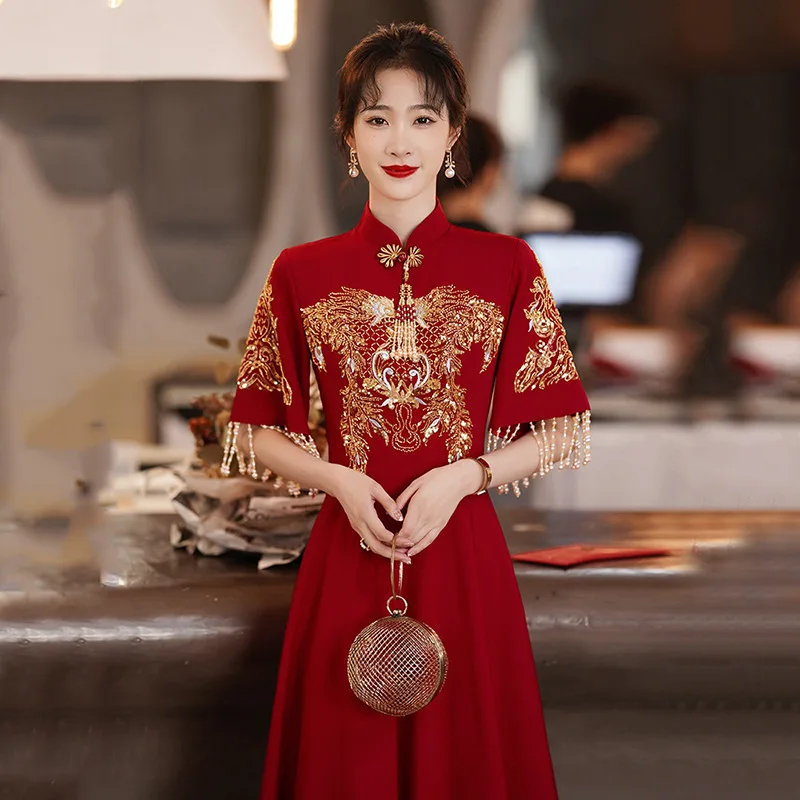 Red Wedding Qipao Short Women's Traditional Chinese Bridal Gown Homecoming Ceremony Drinking Ceremony New Dress 2024
Red Wedding Qipao Short Women's Traditional Chinese Bridal Gown Homecoming Ceremony Drinking Ceremony New Dress 2024