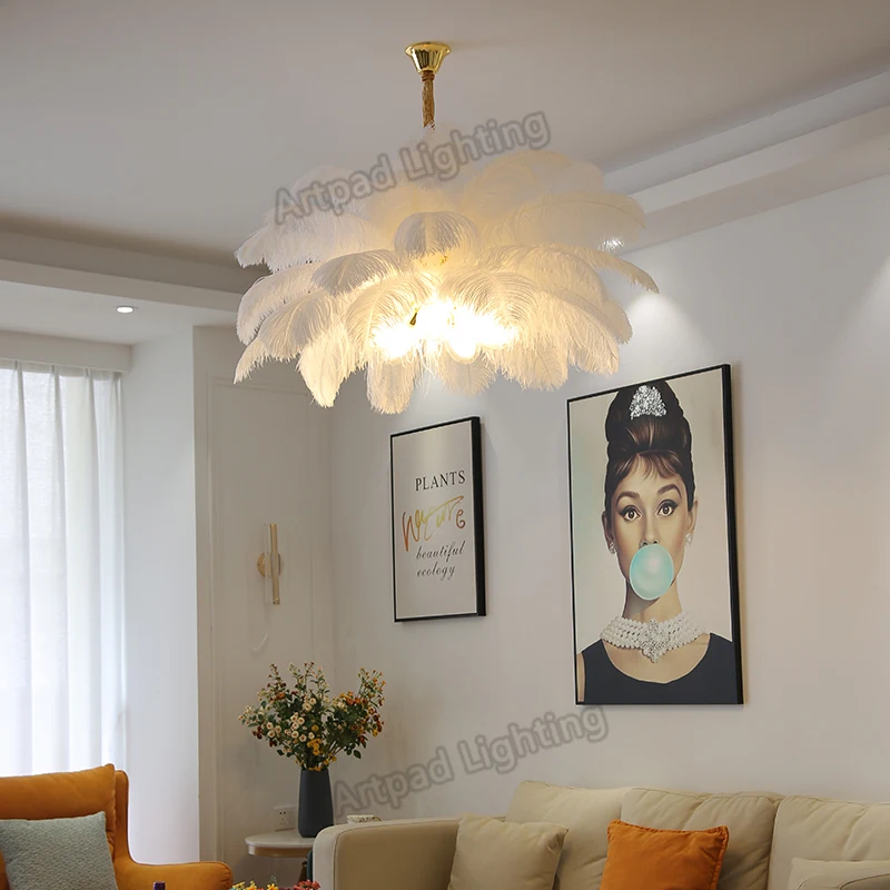 Nordic Hanging Chandelier for Living Room Decoration Ostrich Feather Hanging Lamp Dia 100cm Bedroom Chandelier Indoor Lighting
Nordic Hanging Chandelier for Living Room Decoration Ostrich Feather Hanging Lamp Dia 100cm Bedroom Chandelier Indoor Lighting