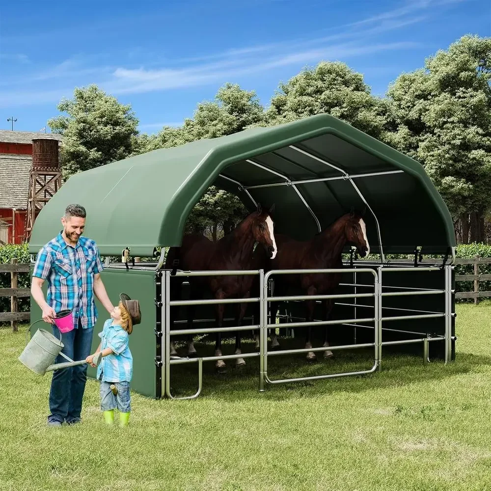 12'x12'x9.2' Corral and Livestock Shelter, Heavy Duty Round Style , Waterproo and UV Treated Steel e Cover, Easy Assembly Stable
12'x12'x9.2' Corral and Livestock Shelter, Heavy Duty Round Style , Waterproo and UV Treated Steel e Cover, Easy Assembly Stable