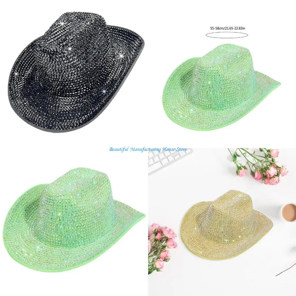 E56A Eye-catching Cowboy Hats Crystal Party Hat Bride Hat for Wedding Music Festival
E56A Eye-catching Cowboy Hats Crystal Party Hat Bride Hat for Wedding Music Festival